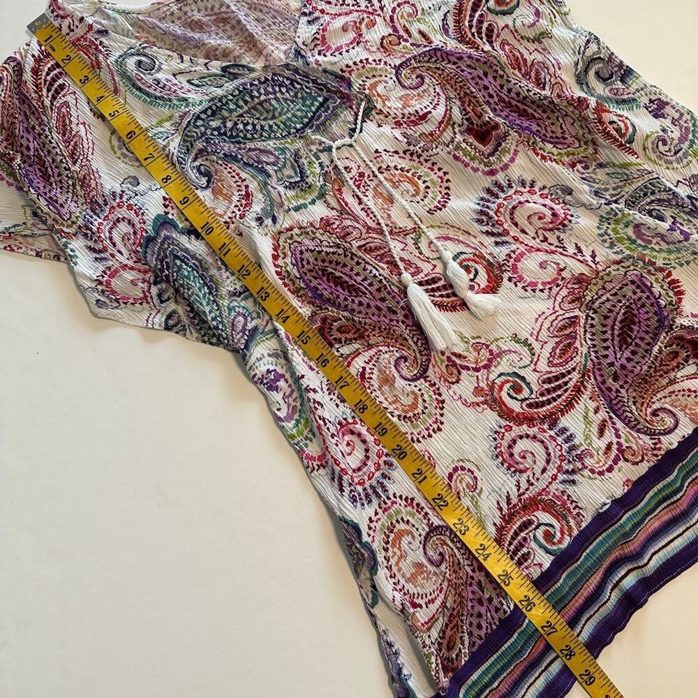 Lauren Ralph Lauren Paisley Cover Up Dress Womens Medium Empire Waist Gauze - Picture 8 of 8